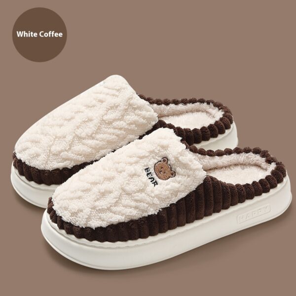 Cute Bear Plush Slippers Winter Warm Fleece Shoes Indoor Bedroom Floor Home Slippers For Women Men Couple - Image 4