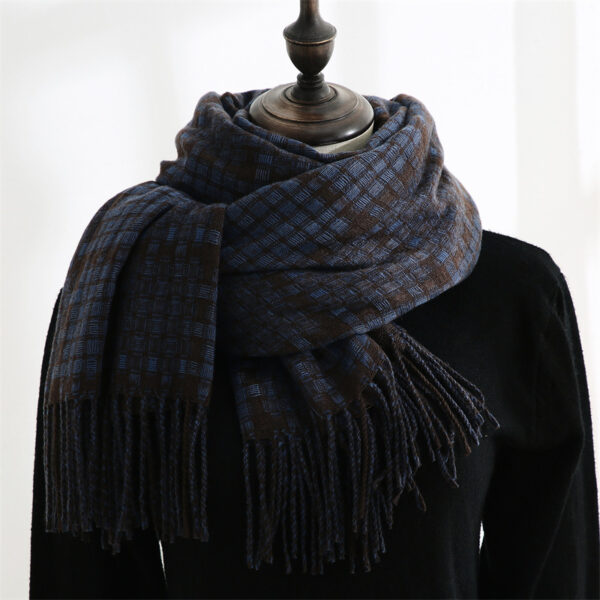 Women's New Thickened Warm Tassel Plaid Cashmere Scarves - Image 10