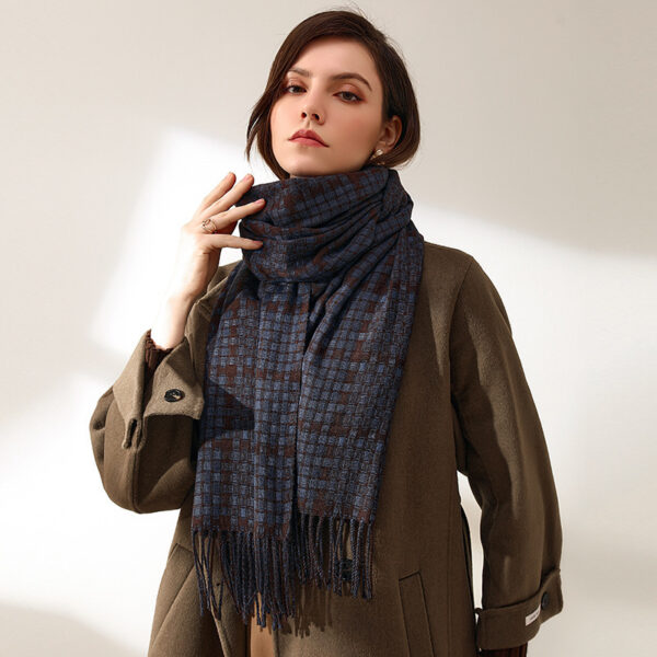 Women's New Thickened Warm Tassel Plaid Cashmere Scarves - Image 4