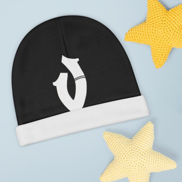 Stylish Black Baby Beanie with Unique Design - Perfect for Newborns & Special Occasions