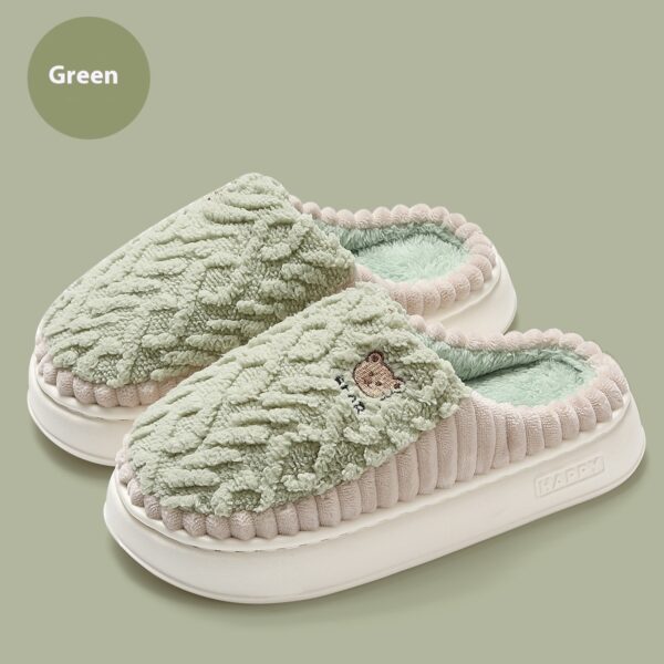 Cute Bear Plush Slippers Winter Warm Fleece Shoes Indoor Bedroom Floor Home Slippers For Women Men Couple - Image 7