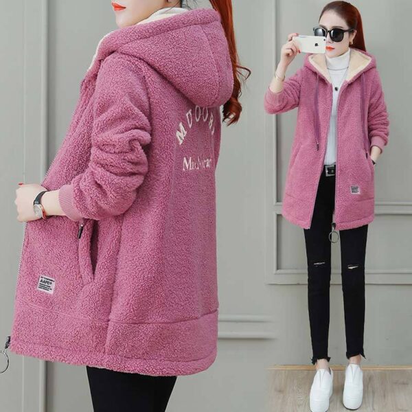 Autumn Winter Coat Cardigan Winter Faux Lamb Fur Coat - Image 7