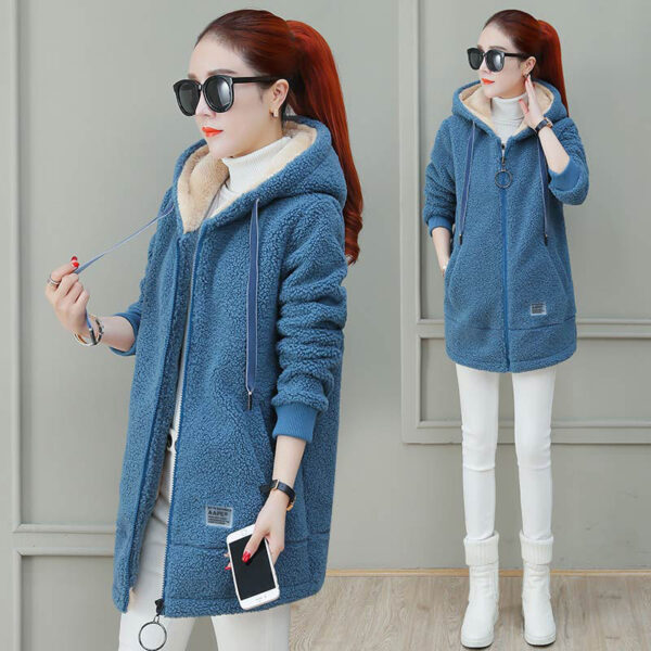 Autumn Winter Coat Cardigan Winter Faux Lamb Fur Coat - Image 10