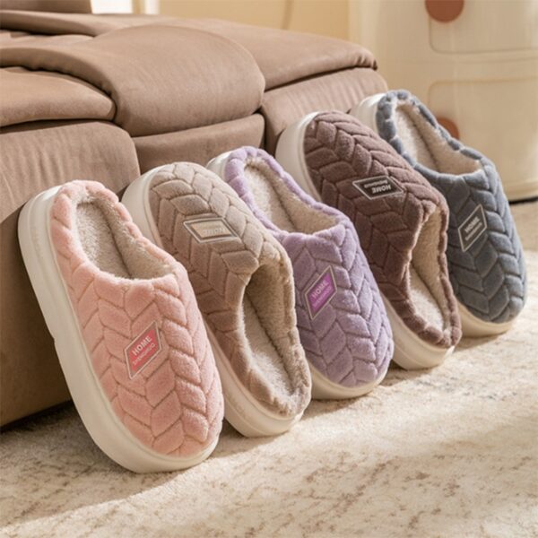 New Non-slip Thick-soled Plush Slippers Couple Winter Warm Home Slipper Indoor Fleece Shoes For Women Men - Image 6