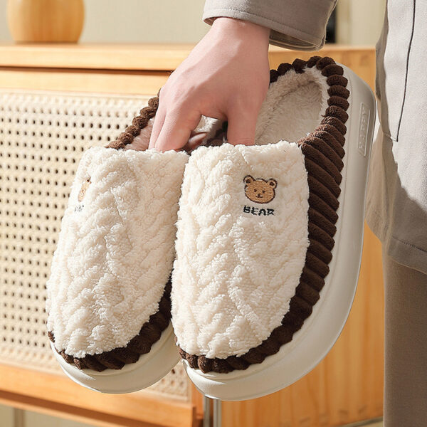 Cute Bear Plush Slippers Winter Warm Fleece Shoes Indoor Bedroom Floor Home Slippers For Women Men Couple - Image 9