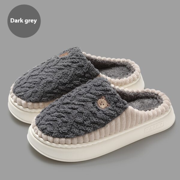 Cute Bear Plush Slippers Winter Warm Fleece Shoes Indoor Bedroom Floor Home Slippers For Women Men Couple - Image 6