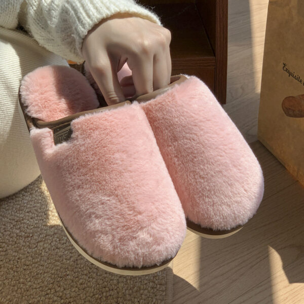 Winter Plush Slippers Warm Solid House Shoes Non-slip Bedroom Floor Home Slipper For Women Men - Image 3