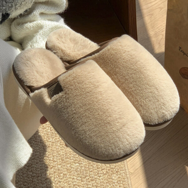 Winter Plush Slippers Warm Solid House Shoes Non-slip Bedroom Floor Home Slipper For Women Men - Image 4