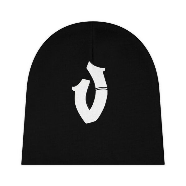 Stylish Black Baby Beanie with Unique Design - Perfect for Newborns & Special Occasions - Image 2