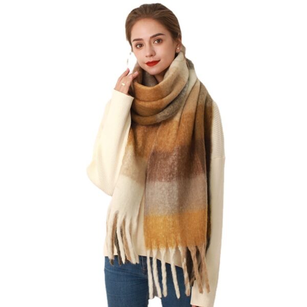 AC Grid Thickened New Mohair Cashmere Scarves For Women - Image 5