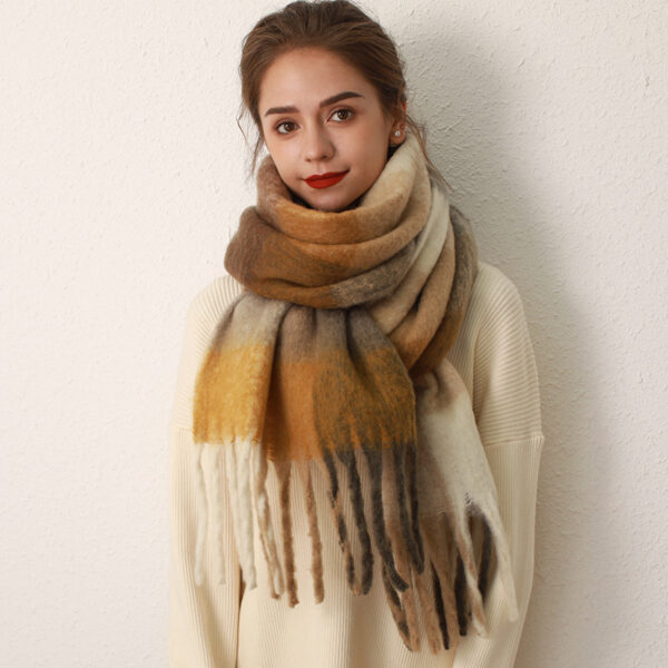 AC Grid Thickened New Mohair Cashmere Scarves For Women - Image 2