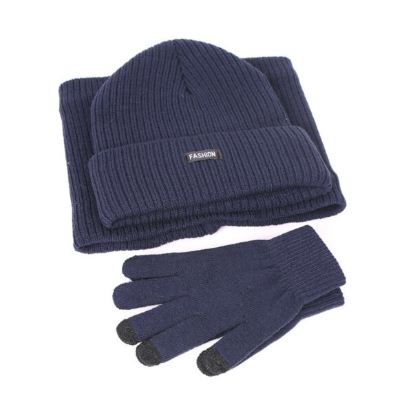 Three-piece velvet warm wool hat scarf gloves - Image 2