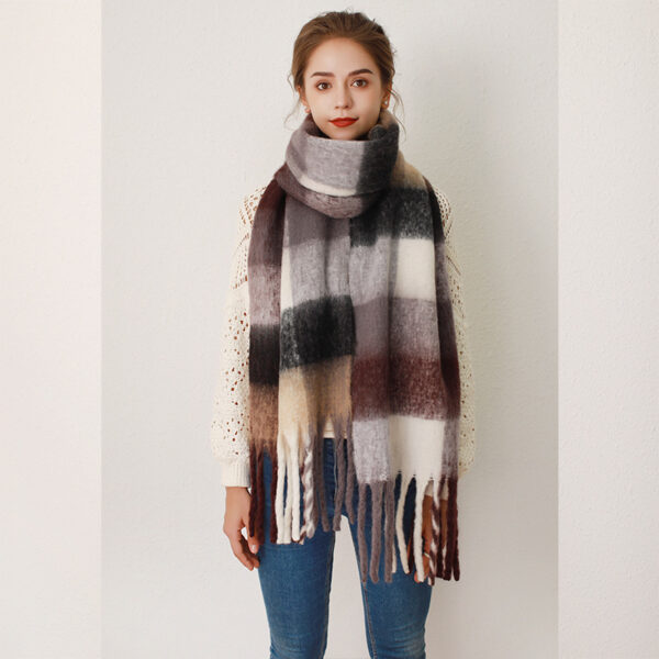 AC Grid Thickened New Mohair Cashmere Scarves For Women - Image 7