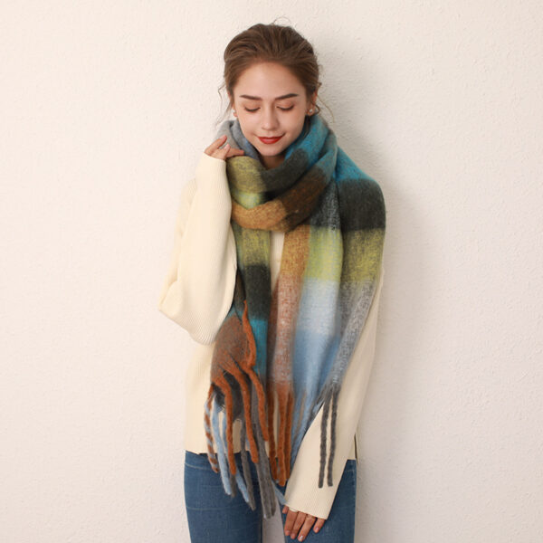 AC Grid Thickened New Mohair Cashmere Scarves For Women - Image 6