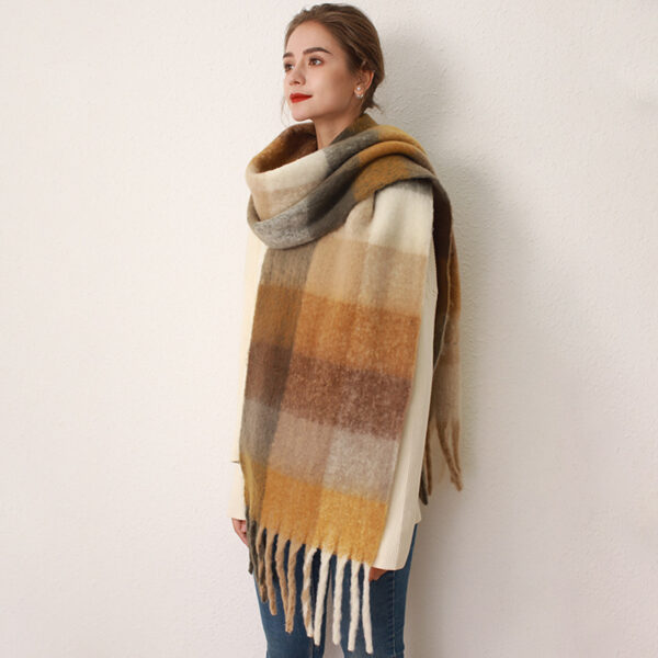 AC Grid Thickened New Mohair Cashmere Scarves For Women - Image 4