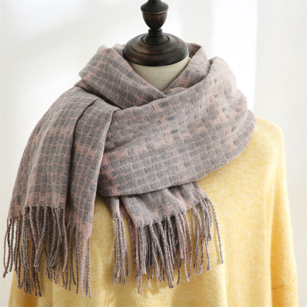 Women's New Thickened Warm Tassel Plaid Cashmere Scarves - Image 5