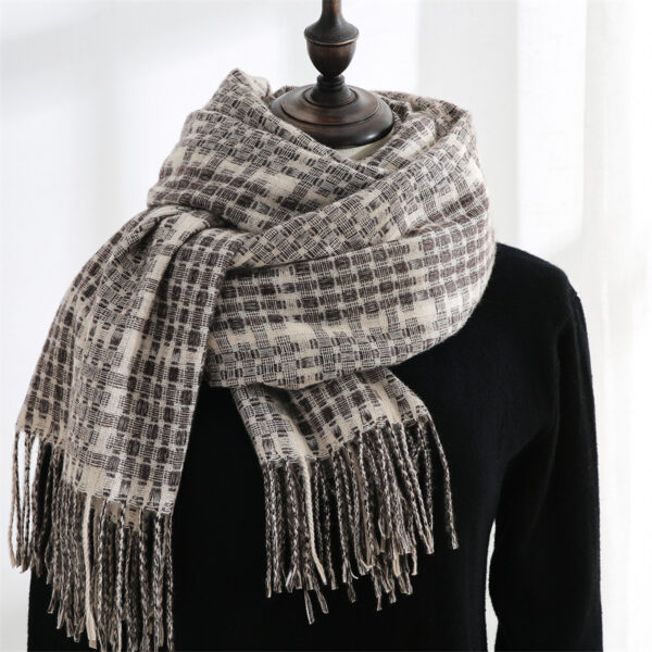 Women's New Thickened Warm Tassel Plaid Cashmere Scarves - Image 7