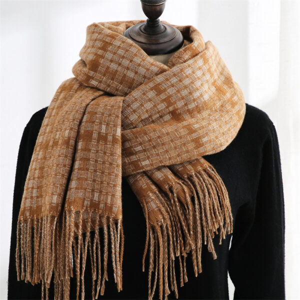 Women's New Thickened Warm Tassel Plaid Cashmere Scarves - Image 6