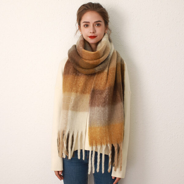 AC Grid Thickened New Mohair Cashmere Scarves For Women - Image 3