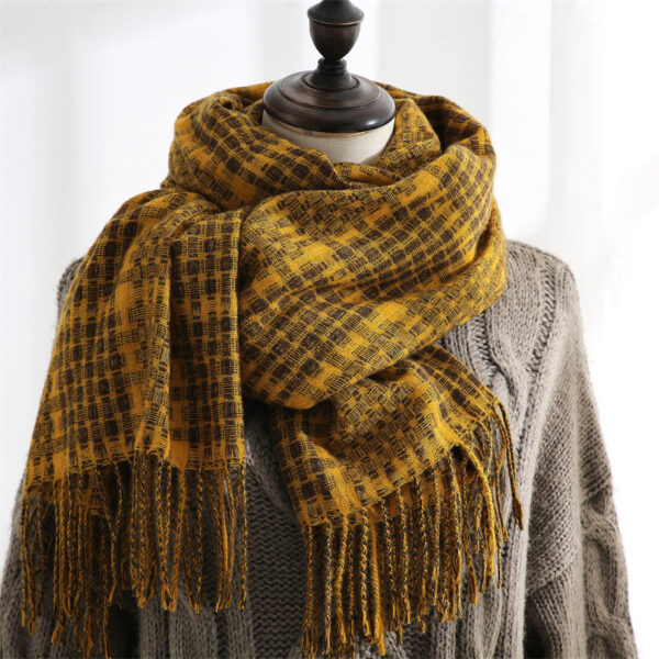 Women's New Thickened Warm Tassel Plaid Cashmere Scarves - Image 8